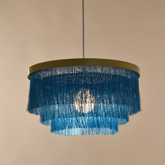 Vittoria - Gold Fringe Ceiling Light Layered 1 - Light Minimalism Hanging Lamp For Living Room