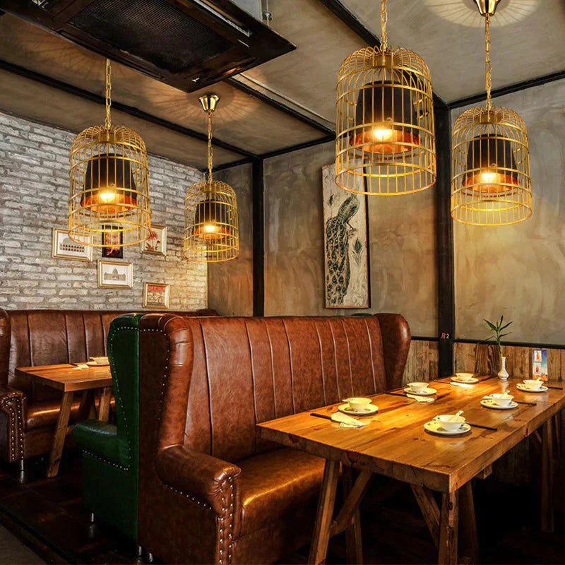 Wrought Iron Birdcage Chandelier Boutique Decoration Post - Modern Dining Hall Lamp Pendant