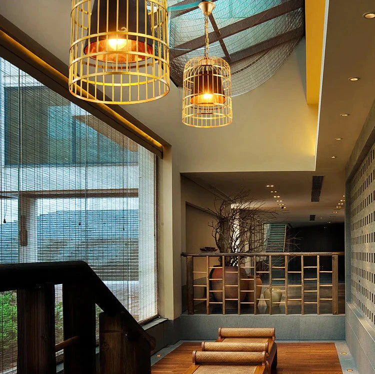 Wrought Iron Birdcage Chandelier Boutique Decoration Post - Modern Dining Hall Lamp Pendant