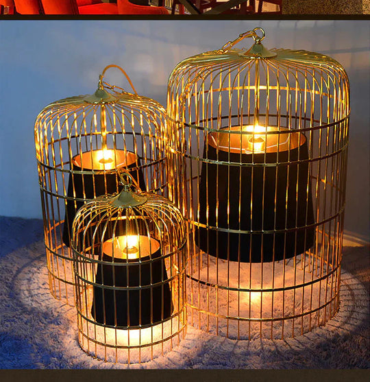 Wrought Iron Birdcage Chandelier Boutique Decoration Post - Modern Dining Hall Lamp Pendant