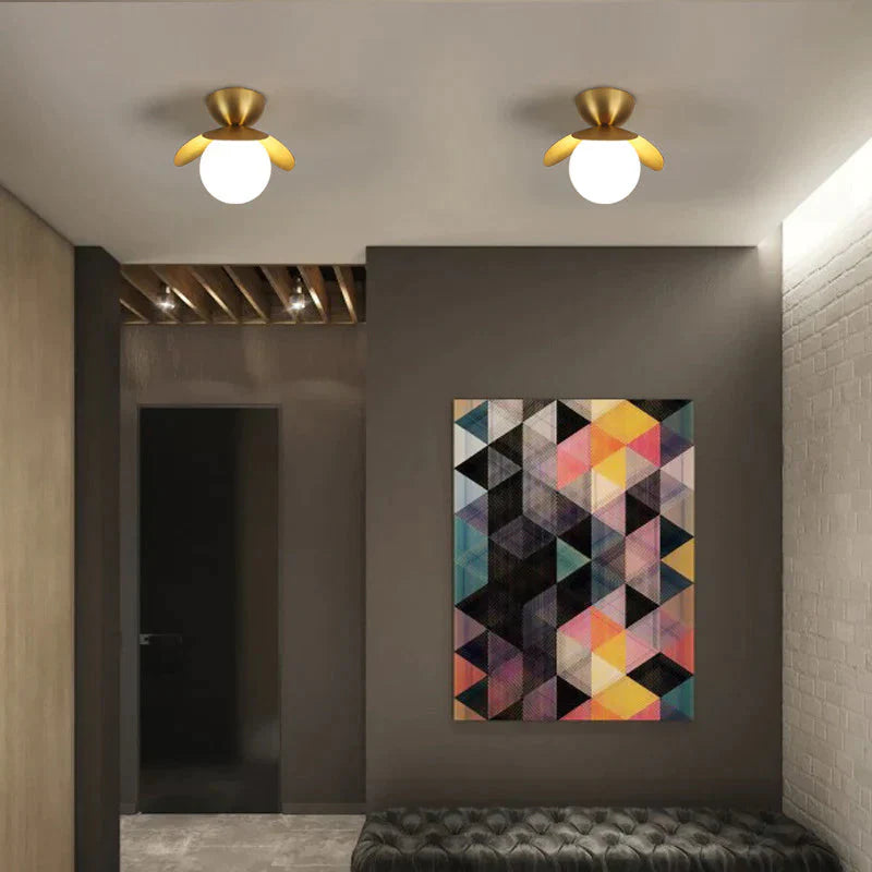 Nordic Flower Corridor Aisle Lamp All Copper Cloakroom Ceiling