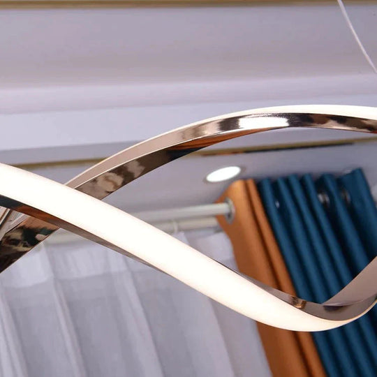 Simple Modern Led Lamp Electroplating Living Room Dining Bedroom Book Strip Chandelier Pendant