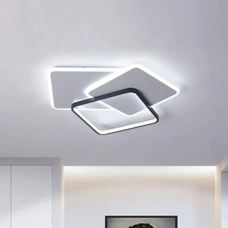 Square Frame Led Flush Mount Ceiling Light In Black / 20.5’ White