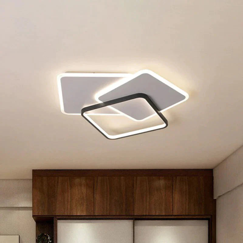 Square Frame Led Flush Mount Ceiling Light In Black / 20.5’ Third Gear