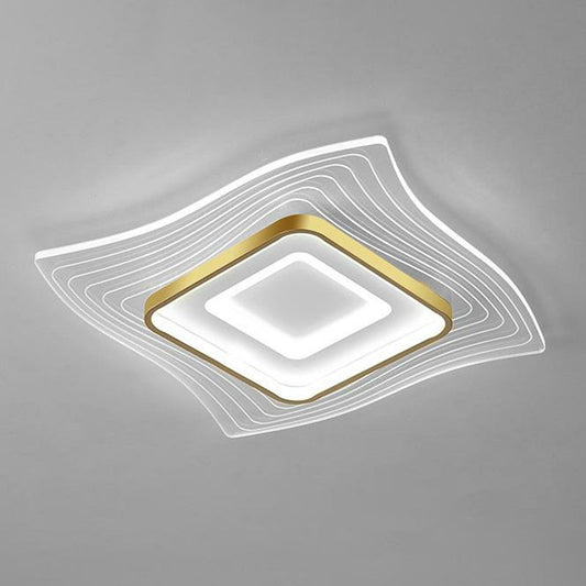 Contemporary Gold Led Flush Mount Lighting Fixture With Extra - Thin Acrylic Ceiling Light /