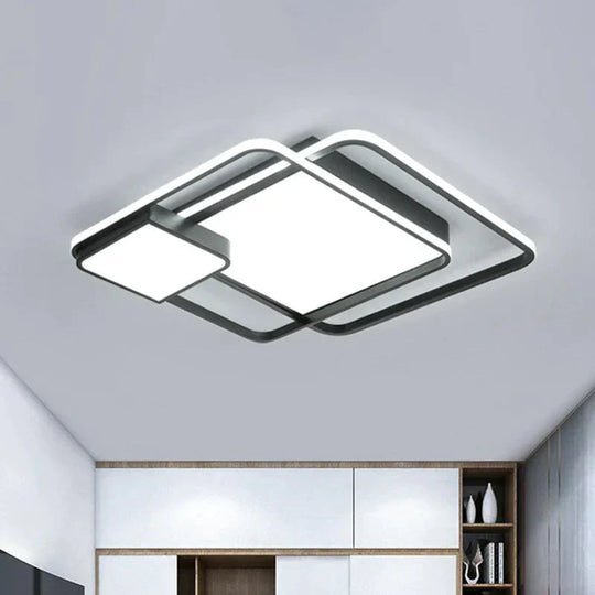 Modern Splicing LED Flush Mount Acrylic Living Room Flushmount Ceiling Light in Black - Black - Clearhalo - 'Ceiling Lights' - 'Close To Ceiling Lights' - 'Close to ceiling' - 'Flush mount' - Lighting' - 2217869