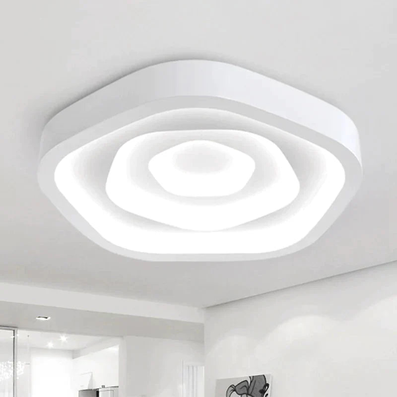 Pentagonal Led White Flush Mount Ceiling Light For Living Room