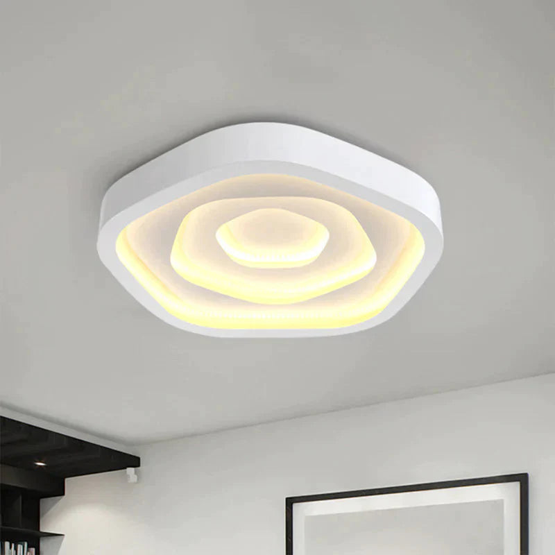 Pentagonal Led White Flush Mount Ceiling Light For Living Room