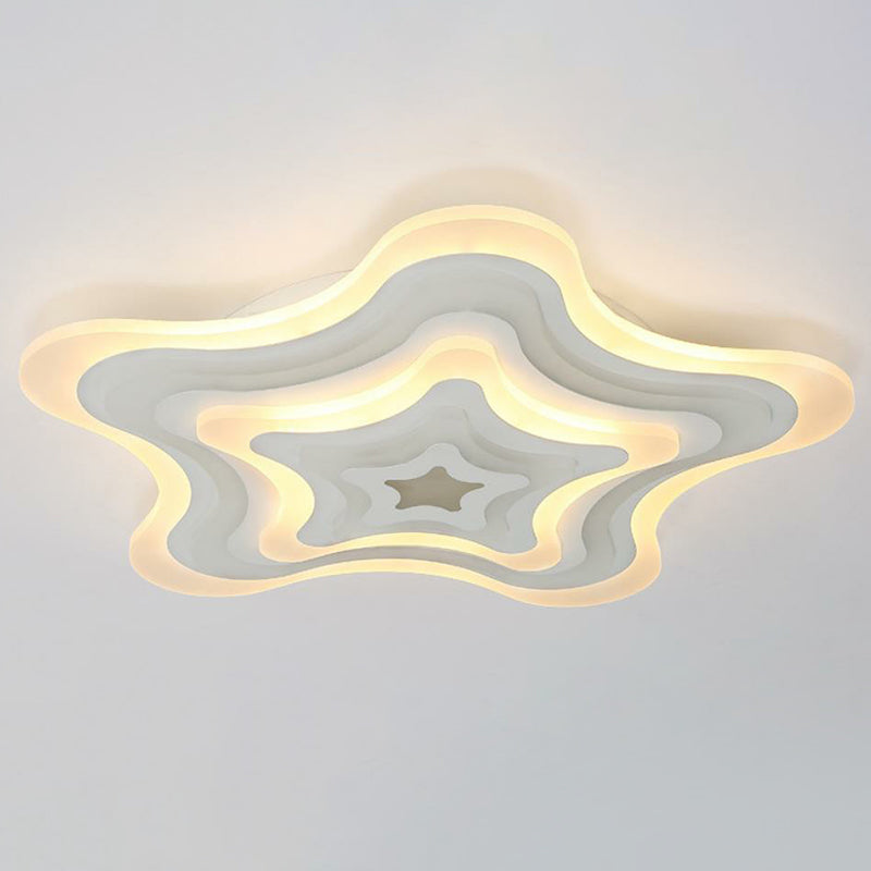 Contemporary Ultra - Thin Starfish Acrylic Led Flush Mount Light White Flushmount Ceiling Fixture
