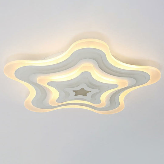Contemporary Ultra - Thin Starfish Acrylic Led Flush Mount Light White Flushmount Ceiling Fixture