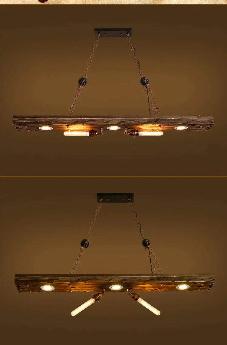 Vintage Creative Candlestick Chandelier Loft Industrial Style Restaurant Cafe Bar Wooden Strip