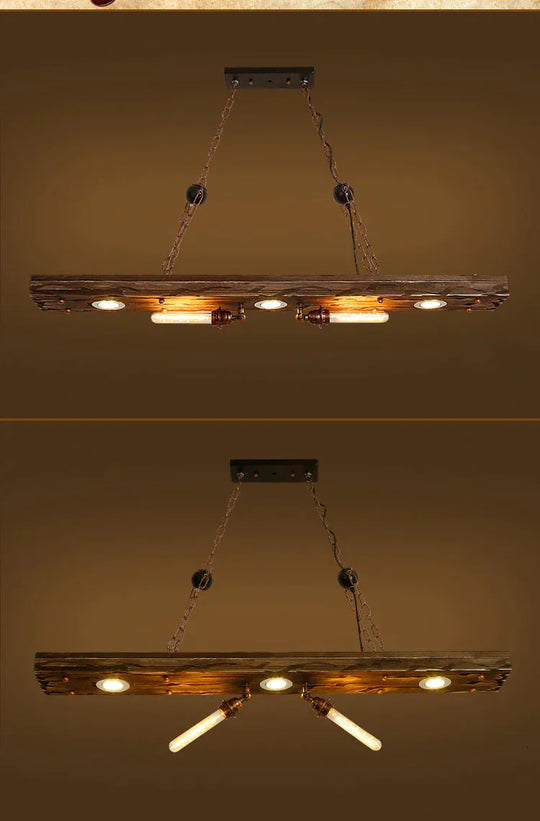 Vintage Creative Candlestick Chandelier Loft Industrial Style Restaurant Cafe Bar Wooden Strip