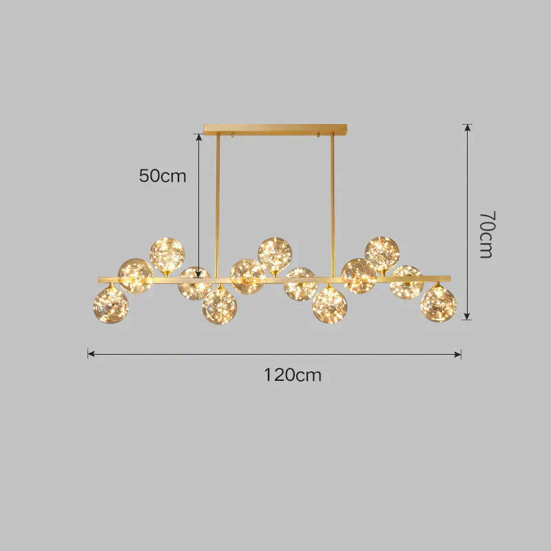 Crystal Living Room Chandelier All Copper Creative Star Led 13 Heads / Trichromatic Light Pendant