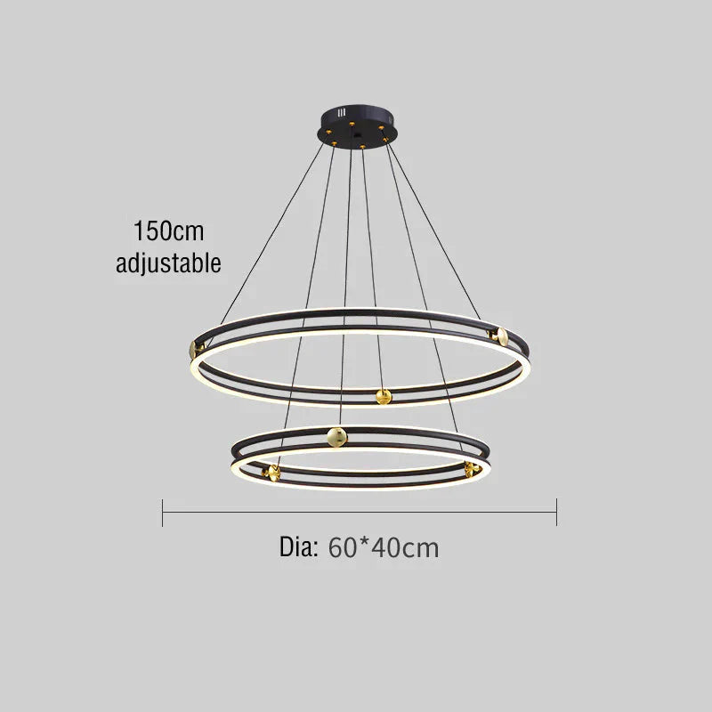 Simple Living Room Chandelier Aluminum Annular Ring Pendant