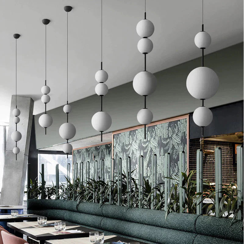Nordic Simple Modern Restaurant Lamps Personalized Creative Glass Led Large And Small Ball