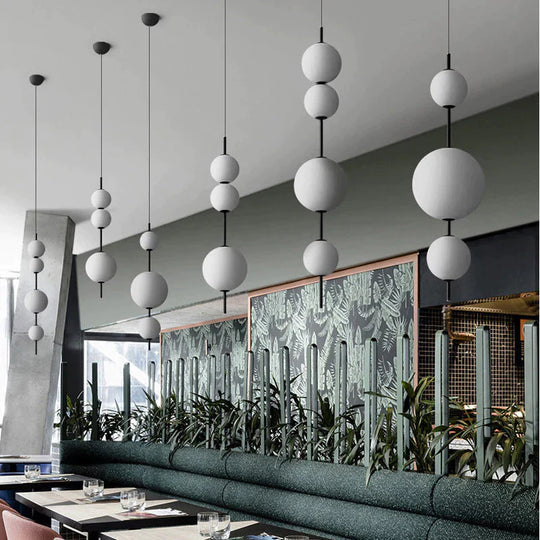 Nordic Simple Modern Restaurant Lamps Personalized Creative Glass Led Large And Small Ball