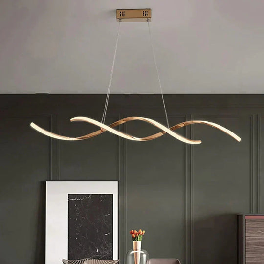Simple Modern Led Lamp Electroplating Living Room Dining Bedroom Book Strip Chandelier Pendant
