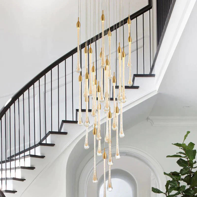 Stair Lamp Hanging Wire Drop Glass Chandelier Simple Duplex Building Jump Floor Bar Combination