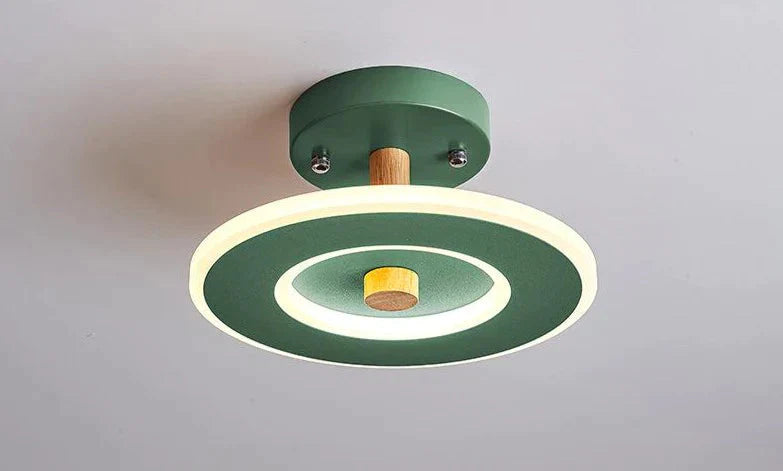 Nordic Wind Log Simple Creative Room Led Ceiling Lamp B Green / Led Tricolor Light