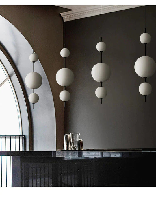 Nordic Simple Modern Restaurant Lamps Personalized Creative Glass Led Large And Small Ball