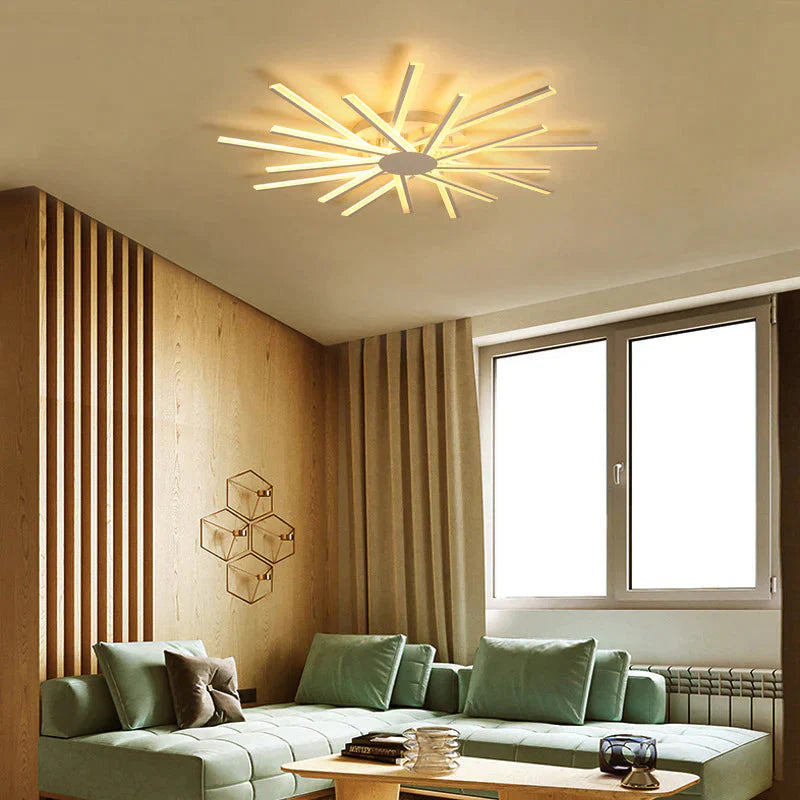 Minimalist Led Semi Flush Light For Living Room In White