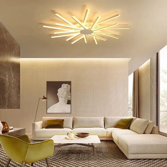 Minimalist Led Semi Flush Light For Living Room In White 9 / Warm