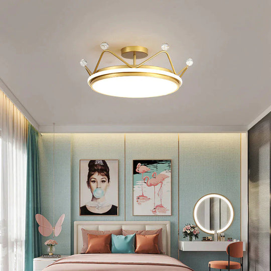 Golden Crown Chandelier Simple Modern Room Lamp Pendant