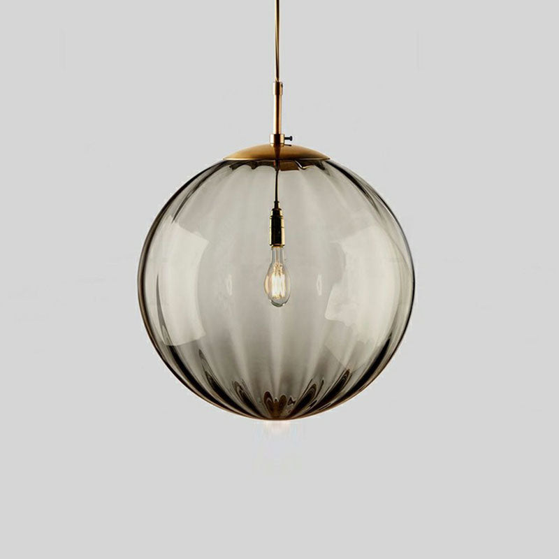 Autumn - Modern Glass Pumpkin Ball Shaped Pendant 1 - Light Hanging Light Fixture For Dining Room