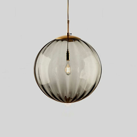 Autumn - Modern Glass Pumpkin Ball Shaped Pendant 1 - Light Hanging Light Fixture For Dining Room