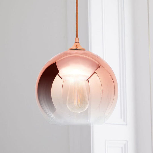 Ancha - Modern Glass Globe Pendant Light Rose Gold Finish 1 - Light Hanging