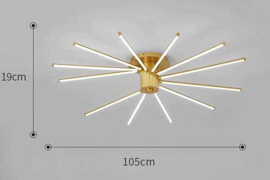 Contemporary Simple Creative Living Room Led Revolving Fireworks Ceiling Golde 12 White Light