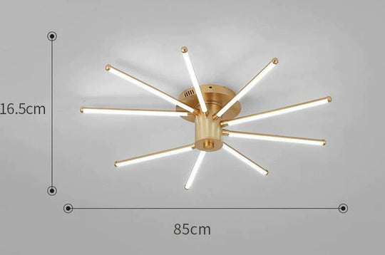 Contemporary Simple Creative Living Room Led Revolving Fireworks Ceiling Golden 9 White Light
