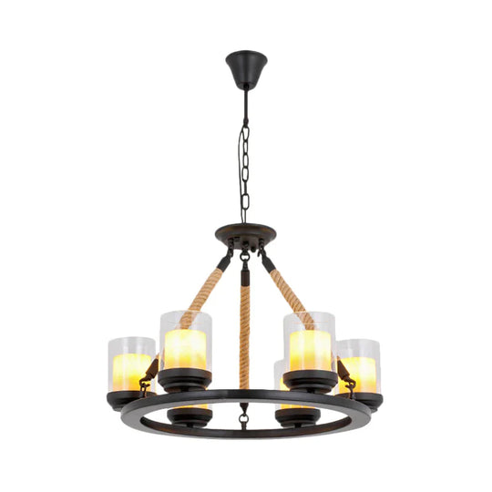 Rustic Style Wagon Wheel Metal Chandelier 6/8/10 Lights Dining Room Hanging Light In Black