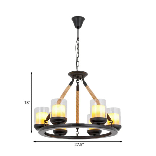 Rustic Style Wagon Wheel Metal Chandelier 6/8/10 Lights Dining Room Hanging Light In Black