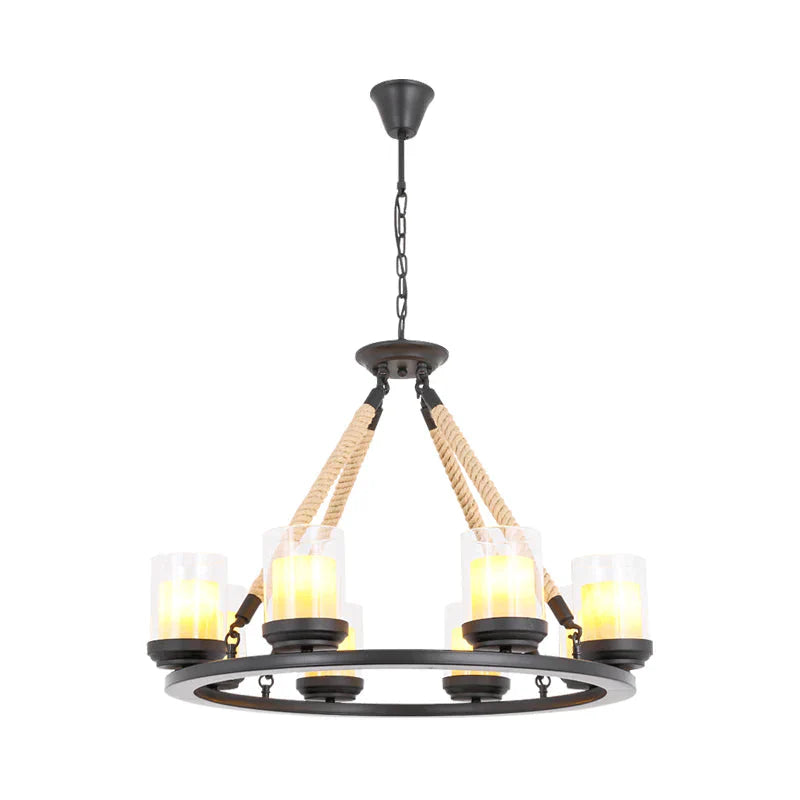 Rustic Style Wagon Wheel Metal Chandelier 6/8/10 Lights Dining Room Hanging Light In Black