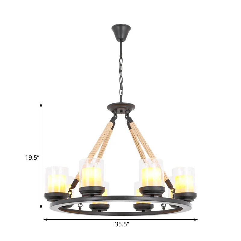 Rustic Style Wagon Wheel Metal Chandelier 6/8/10 Lights Dining Room Hanging Light In Black