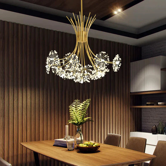 Simple Bedroom Restaurant Crystal Creative Personality Living Room Bouquet Dandelion Chandelier