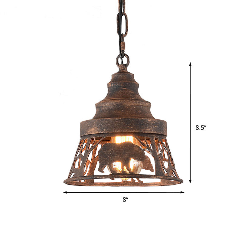 Sterope Ii - Rustic 8/12/18 W Tapered Hanging Ceiling Light Country Metal 1/2 Lights Restaurant