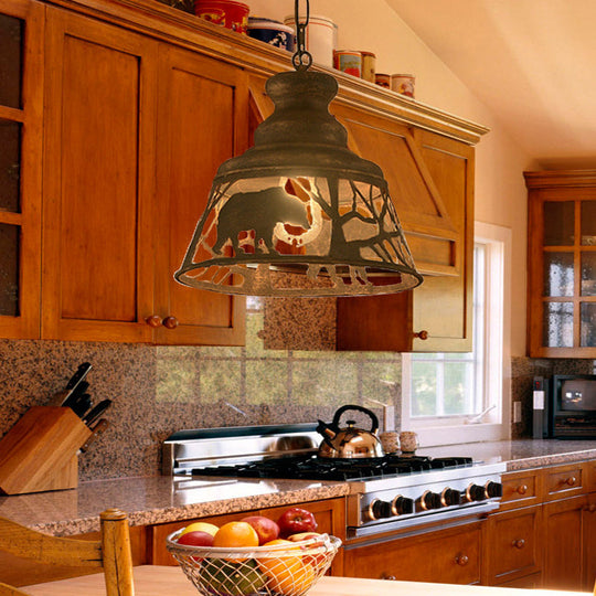 Sterope Ii - Rustic 8/12/18 W Tapered Hanging Ceiling Light Country Metal 1/2 Lights Restaurant