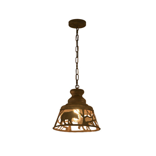 Sterope Ii - Rustic 8/12/18 W Tapered Hanging Ceiling Light Country Metal 1/2 Lights Restaurant
