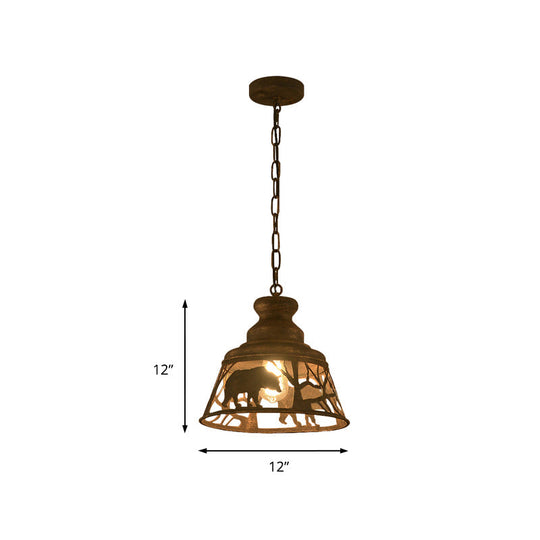 Sterope Ii - Rustic 8/12/18 W Tapered Hanging Ceiling Light Country Metal 1/2 Lights Restaurant
