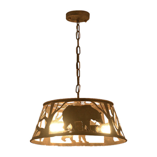 Sterope Ii - Rustic 8/12/18 W Tapered Hanging Ceiling Light Country Metal 1/2 Lights Restaurant