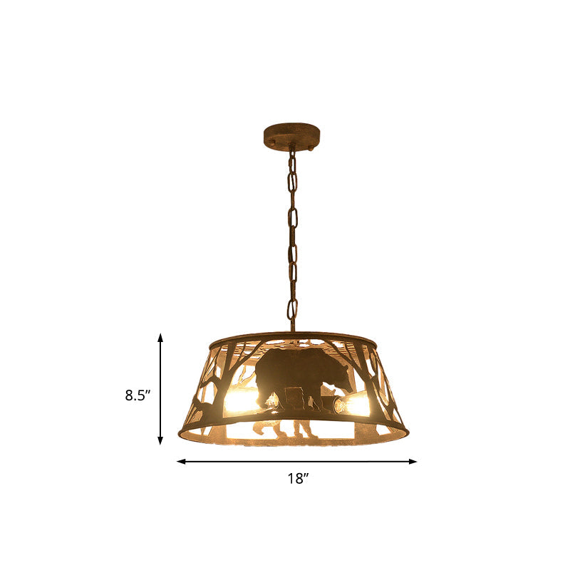 Sterope Ii - Rustic 8/12/18 W Tapered Hanging Ceiling Light Country Metal 1/2 Lights Restaurant