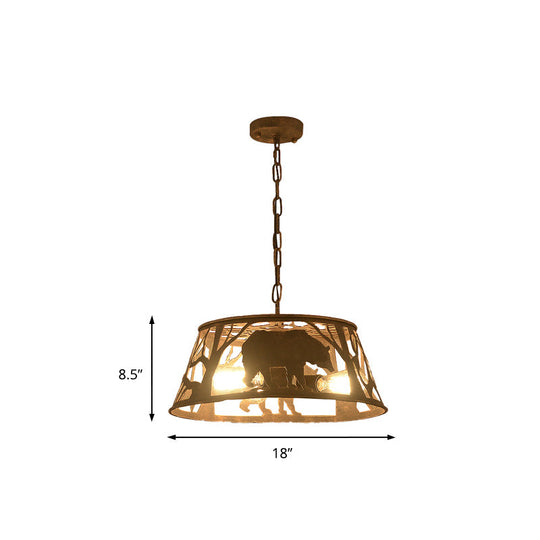 Sterope Ii - Rustic 8/12/18 W Tapered Hanging Ceiling Light Country Metal 1/2 Lights Restaurant