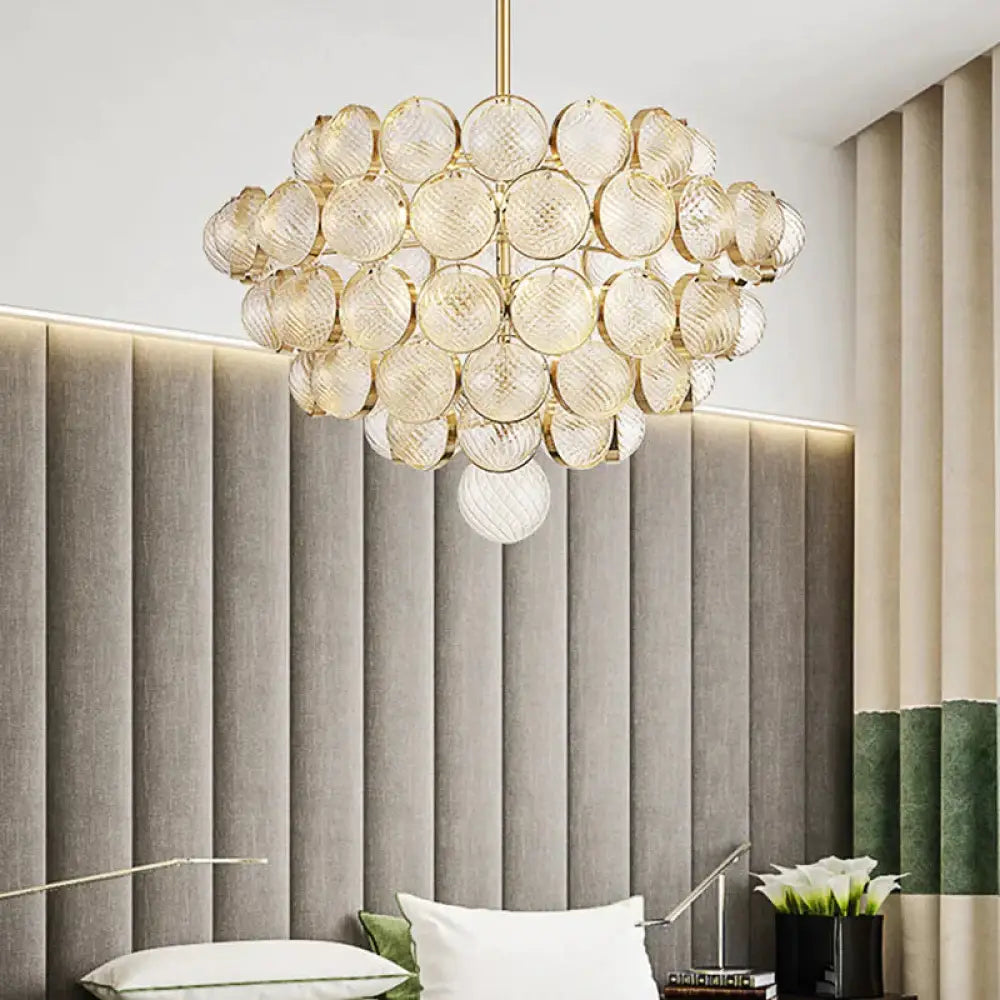 23.5’/33.5’ Wide Bubble Chandelier Lamp Modernism Crystal Beige Led Pendant Lighting Fixture
