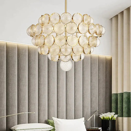 23.5’/33.5’ Wide Bubble Chandelier Lamp Modernism Crystal Beige Led Pendant Lighting Fixture