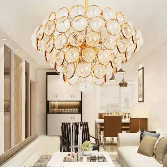 23.5’/33.5’ Wide Bubble Chandelier Lamp Modernism Crystal Beige Led Pendant Lighting Fixture