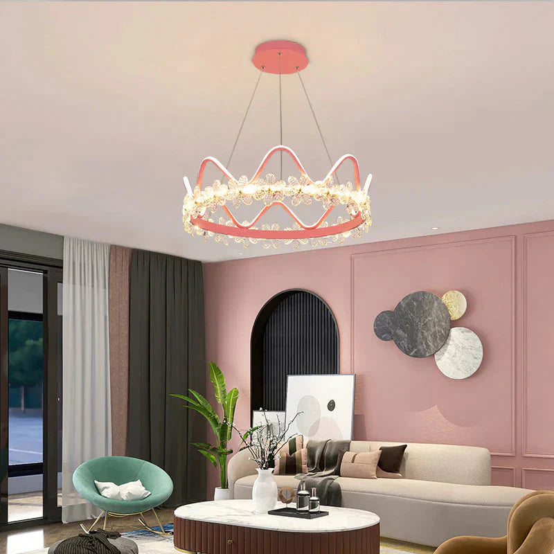 Bedroom Lamp Nordic Modern Simple Light Luxury Creative Personality Crown Crystal Chandelier Pendant