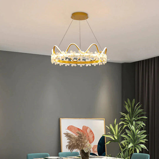 Bedroom Lamp Nordic Modern Simple Light Luxury Creative Personality Crown Crystal Chandelier Pendant