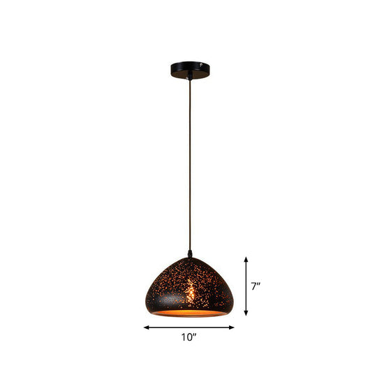 Nora - Retro Hollow - Out Metal Pendant Lighting 1 - Light Black Finish Suspension Light For
